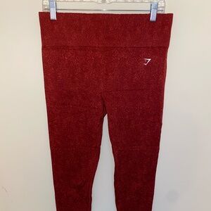 Red Gymshark Leggings Sized XL. Matching long-sleeved crop top available